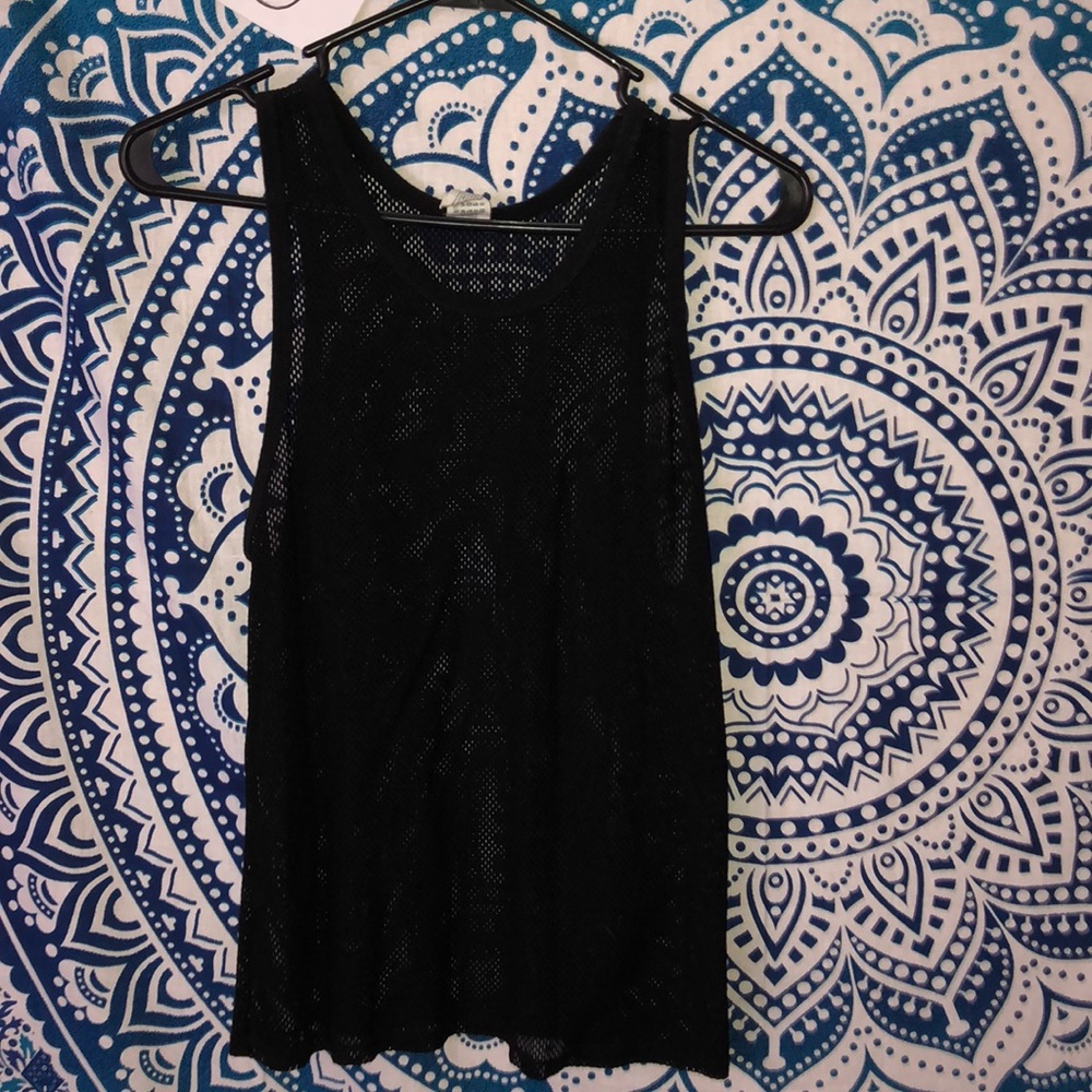 Black net tank top